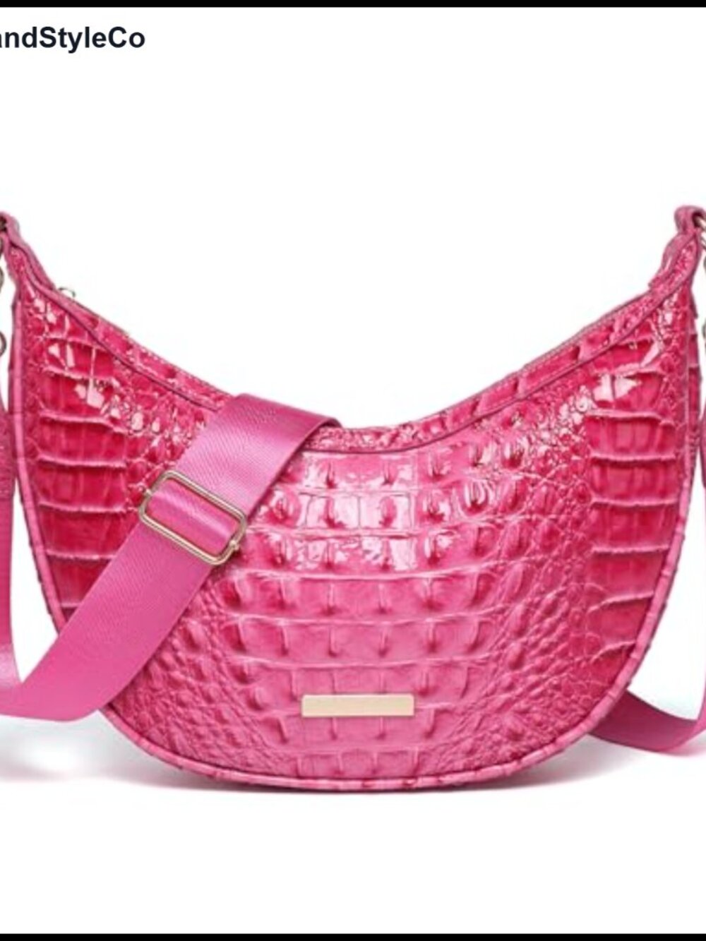 Crescent Hobo Bag Vegan Leather Crossbody Purse with Gold Zipper